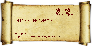 Módi Milán névjegykártya
