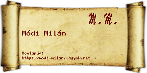 Módi Milán névjegykártya